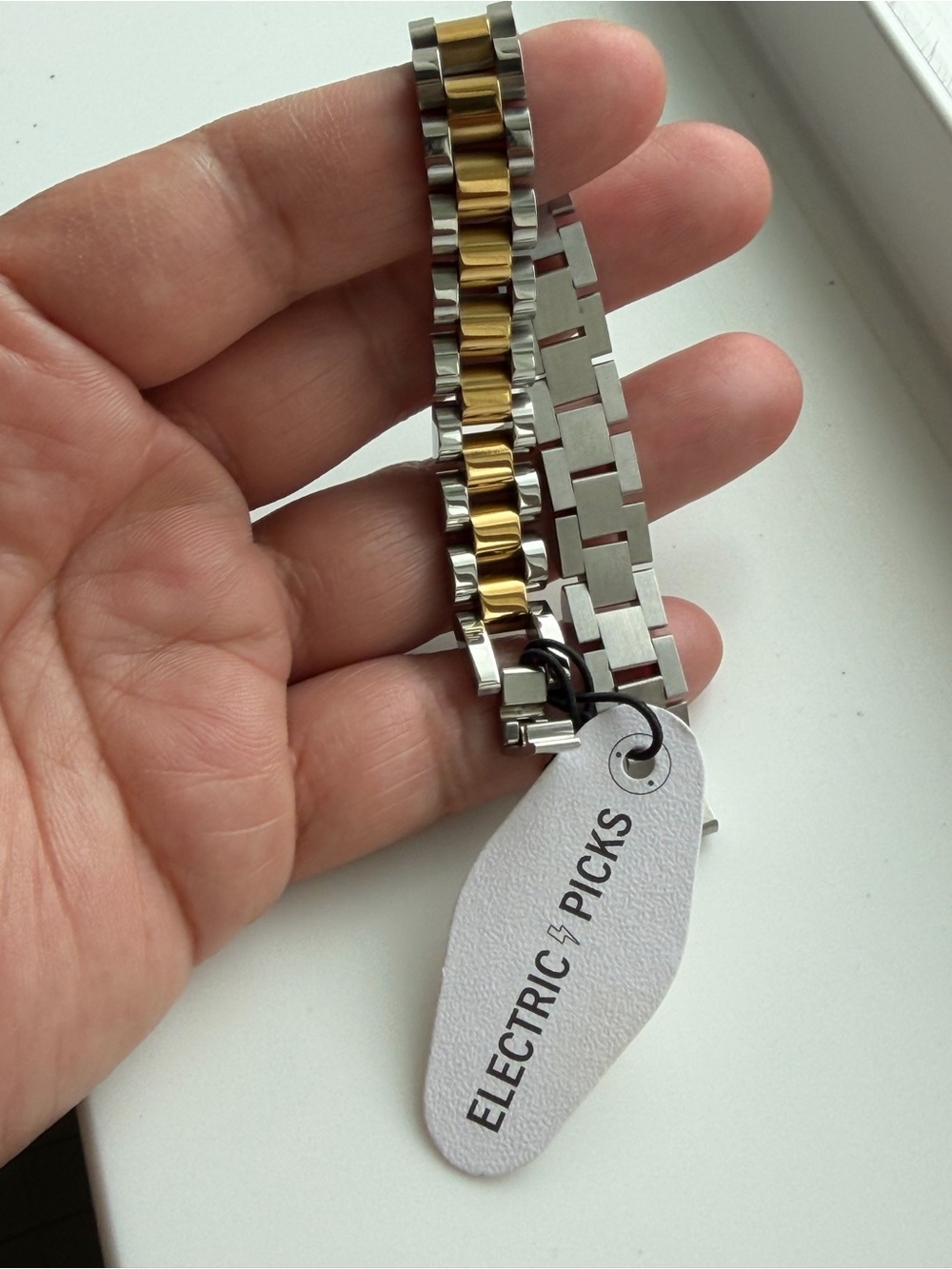 ELECTRIC PICKS | Bennett Metal 14K Gold & Sterling Silver Plated Linked Bracelet - Picture 3 of 14